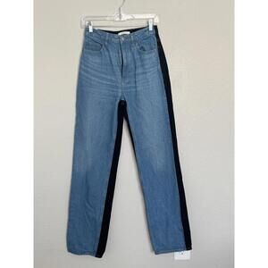 PACSUN Eco Two-Tone Paneled Split Hem‎ 90's Boyfriend Jeans Size 26 Colorblock